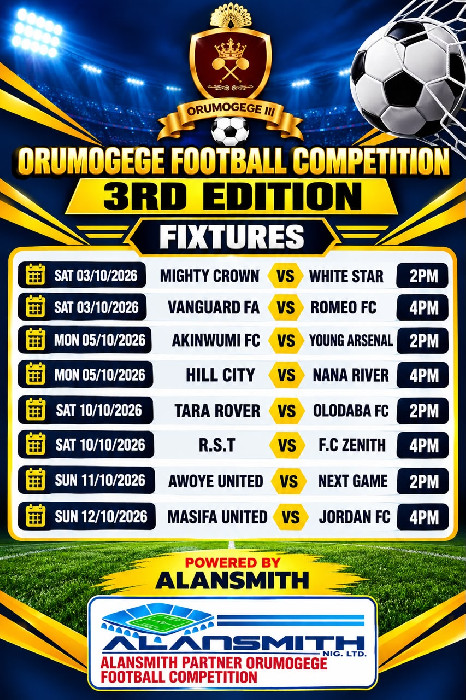 Orumogege Football Competition 3rd Edition: Round of 16 Fixtures Set for Thrilling Clashes
