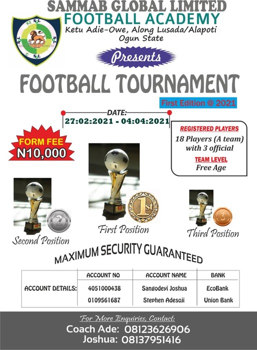 Sammab Global Limited Lunches Grassroots Football Competition in Ketu Ogun State.