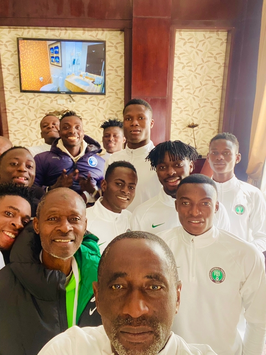 Pyramids football Club Forward Tolulope Ojo' visited the camp of the Flying Eagles in Egypt: