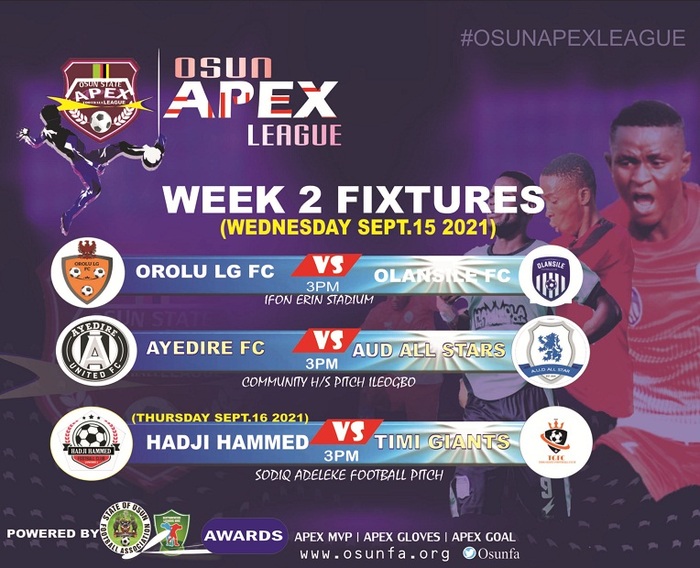 Orolu FC On Song As Hammola FC, H.M.K , Victory Police Maintain Brilliant Start At Osun Apex League