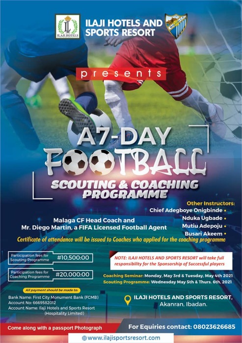 Extral: Ilaji Hotels And Sports Resort To Hold Scouting And Coaching Programme