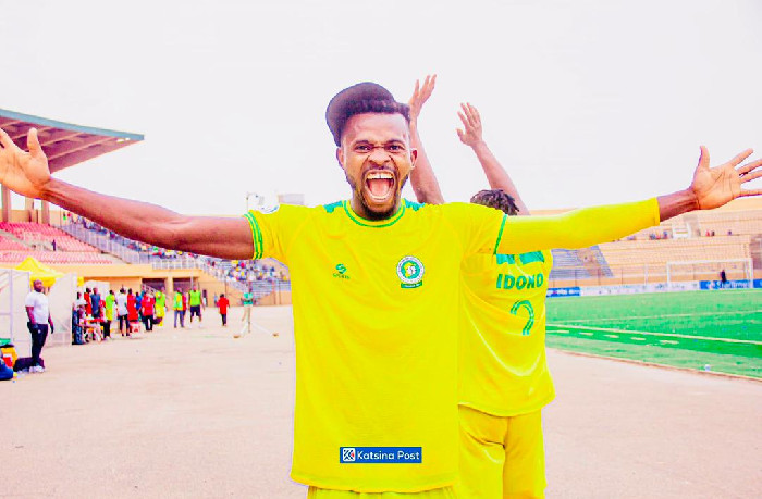 Katsina United Midfield Maestro, Micheal Ibe' bang another goal for Katsina United in NPFL Matchday 35 win over Gombe United 4 goals to Nill..