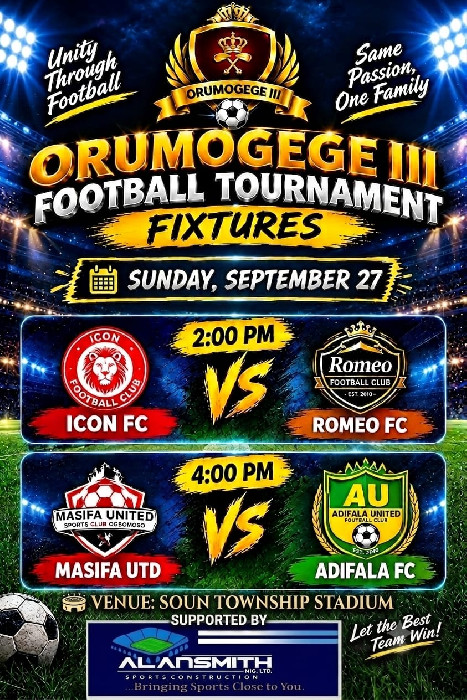 Battle of Ifa: Soun Township Stadium Set to Erupt in Orumogege 3rd Football Tournament